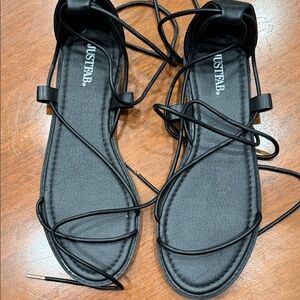 JustFab Elegant Black Lace-Up Sandals